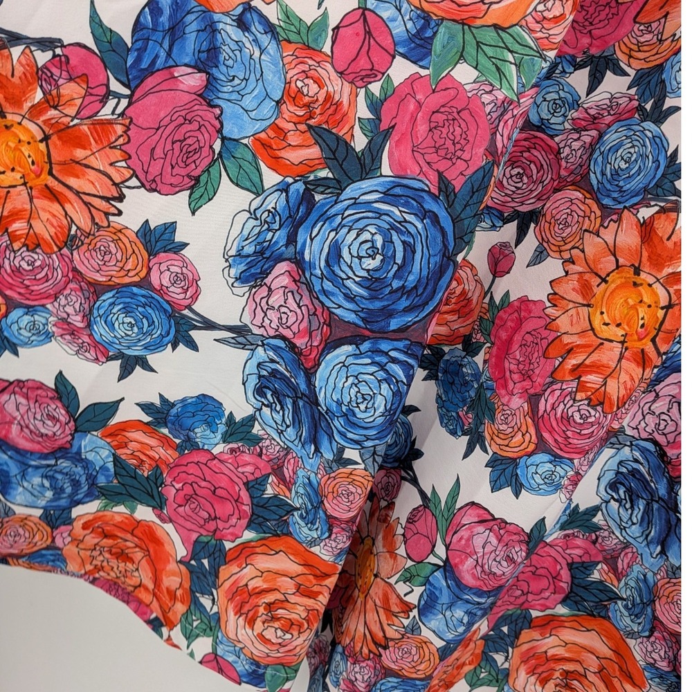 Boho Cottage Tradwife Belle Poque Floral HighWaist Button Pockets XL Midi Skirt - Picture 6 of 11